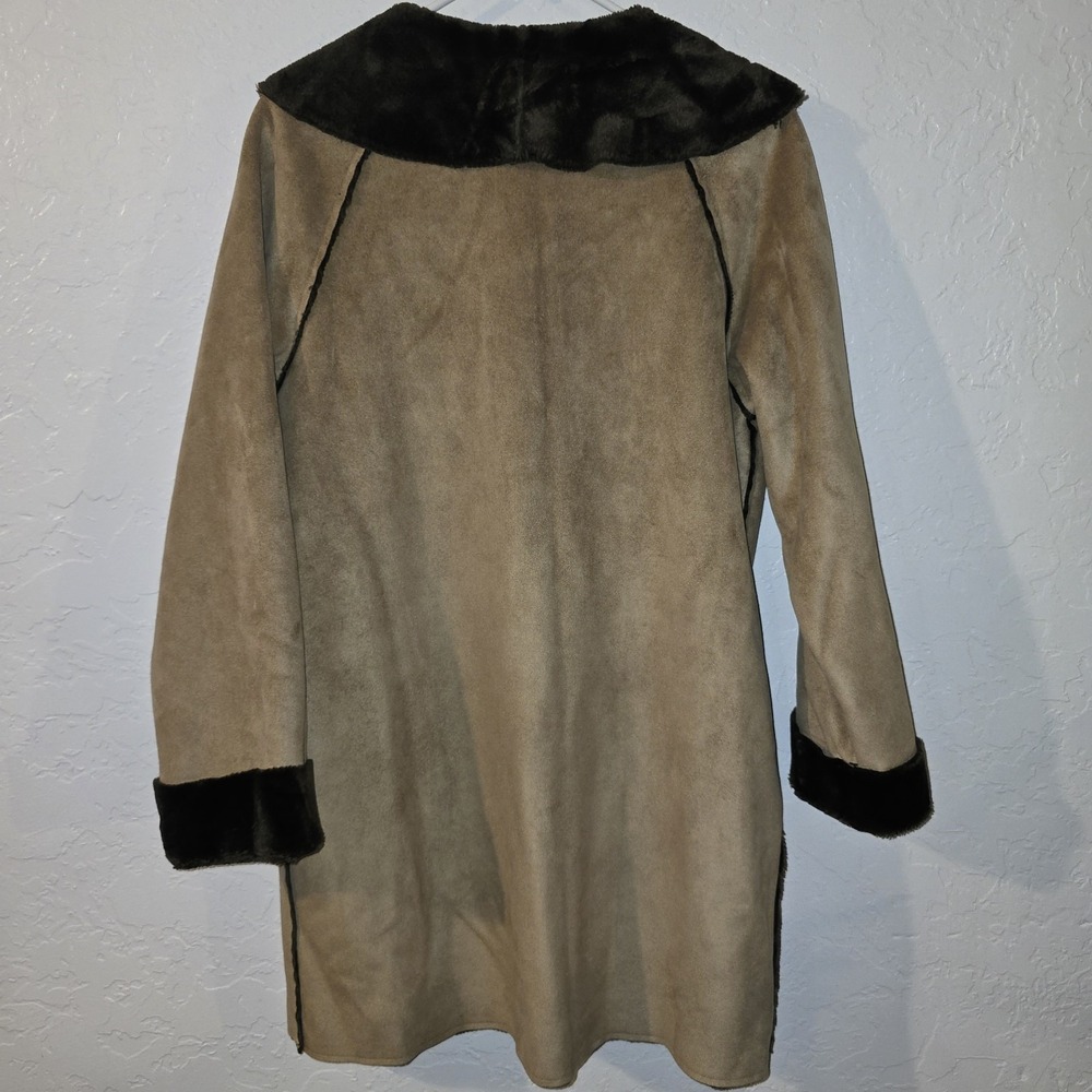 J. Jill Faux Fur Faux Suede Coat Jacket Woman's Size S Light Brown Warm Soft - Picture 5 of 6